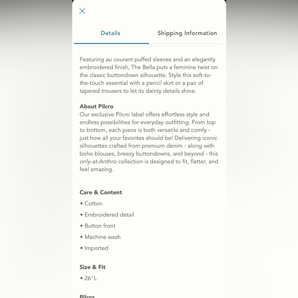 Anthropologie buttondown - Picture 2 of 6